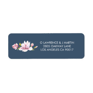 Elegant Magnolia Watercolor Floral Return Address Label
