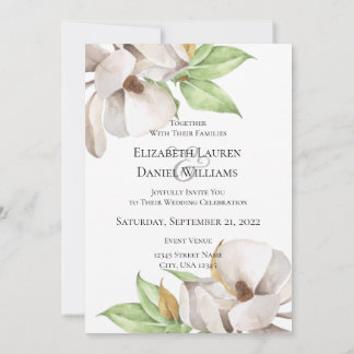 Elegant Magnolia Watercolor Invitation
