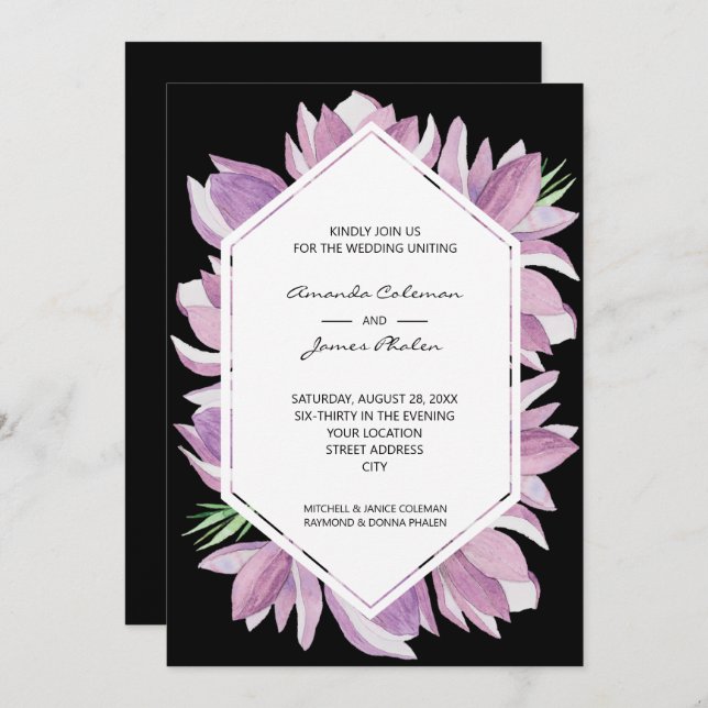 Elegant Magnolia Watercolor Wedding Invitation (Front/Back)