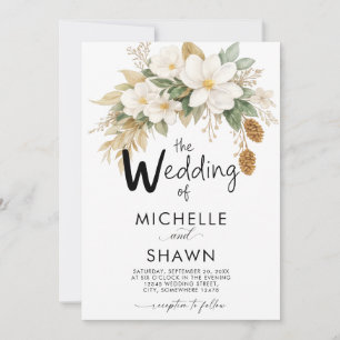 Elegant Magnolia Wedding Invitation Floral