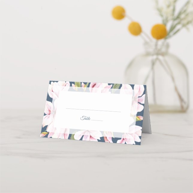 Elegant Magnolia Wedding Table Place Card (Front)