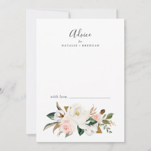 Elegant Magnolia   White and Blush Wedding Advice Card