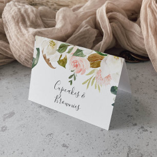 Elegant Magnolia   White & Blush Buffet Food Label Table Number