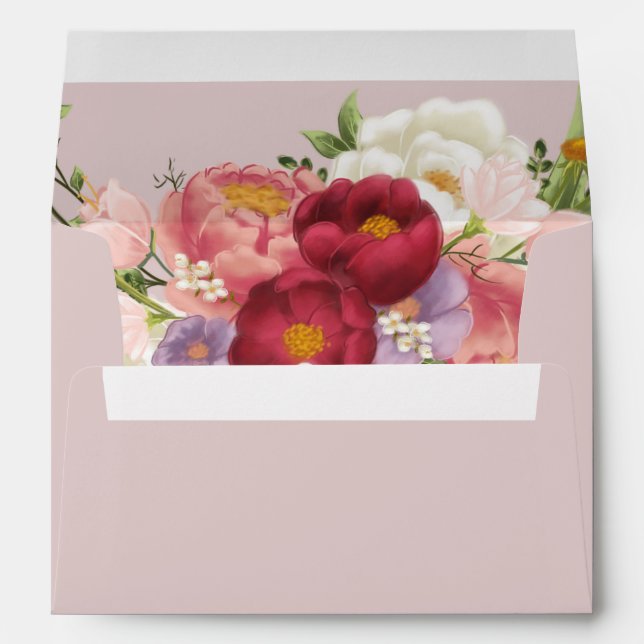 Elegant Magnolia White & Blush  Wedding Envelope (Back (Bottom))