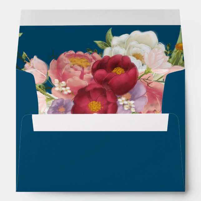 Elegant Magnolia White & Blush  Wedding Envelope (Back (Bottom))