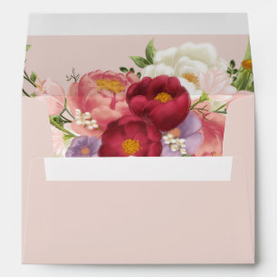 Elegant Magnolia White & Blush Wedding Envelope