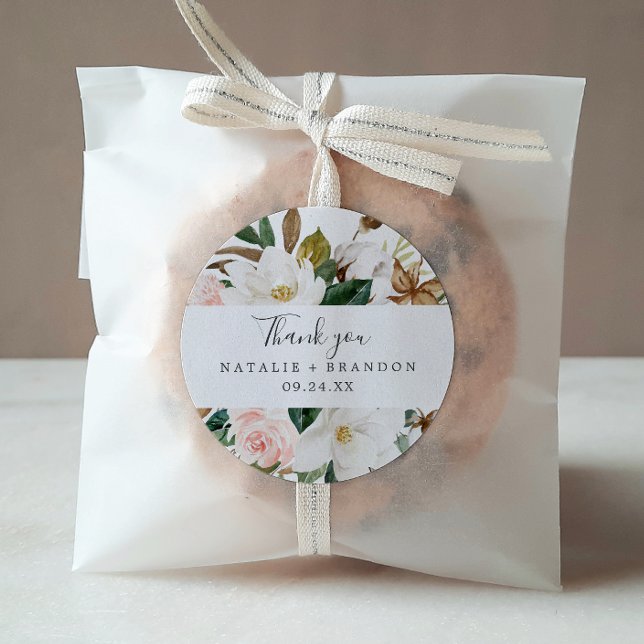 Elegant Magnolia | White Thank You Favour Sticker (Creator Uploaded)