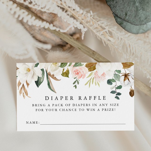 Elegant Magnolias Baby Shower Diaper Raffle Enclosure Card (Creator Uploaded)