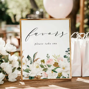 Elegant Magnolias Baby Shower Favours Sign