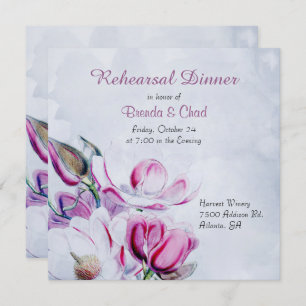 Elegant Magnolias Wedding Rehearsal Invitation