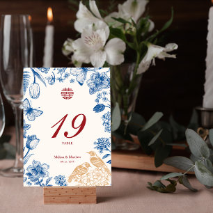 Elegant Magpie Chinese Wedding Table Number