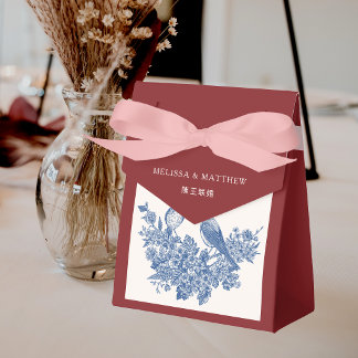 Elegant Magpie Floral Double Xi Chinese Wedding Favour Box