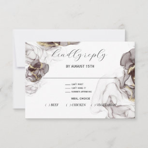 Elegant Mahogany and Gold  RSVP Card