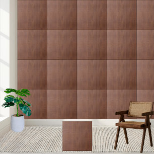 Elegant Mahogany Wood Grain - Brown Wooden Ceramic Tile