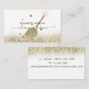 Elegant Maid Cleaning Gold Glitter  Business Card