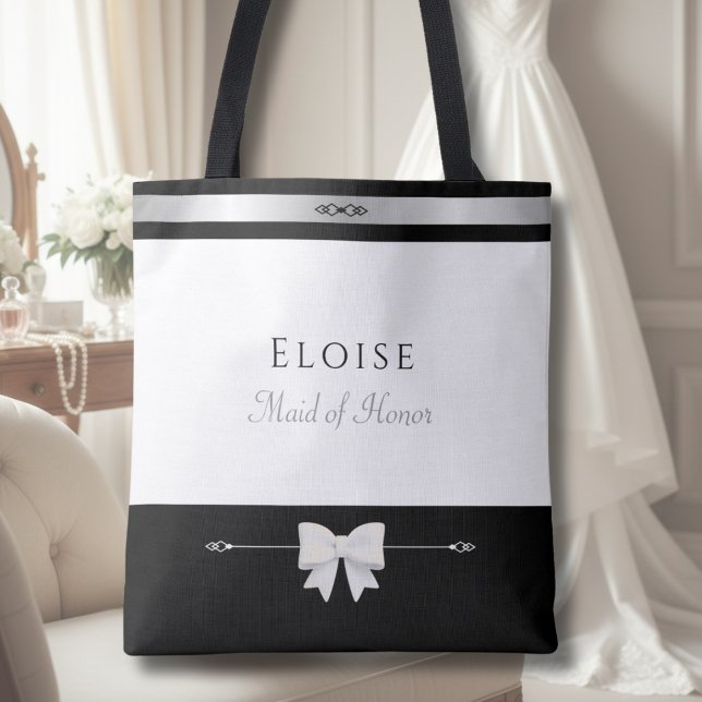 Elegant Maid of Honour Gift | Luxury Wedding Tote Bag (Sophisticated personalized Maid of Honor gift tote bag in a luxury bridal suite setting.)