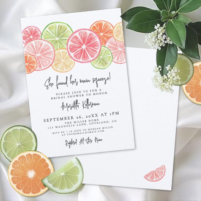 Elegant Main Squeeze Citrus Bridal Shower Invitation (Elegant Main Squeeze Citrus Bridal Shower Invitation)