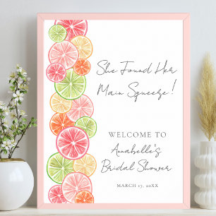 Elegant Main Squeeze Citrus Bridal Shower Welcome Poster