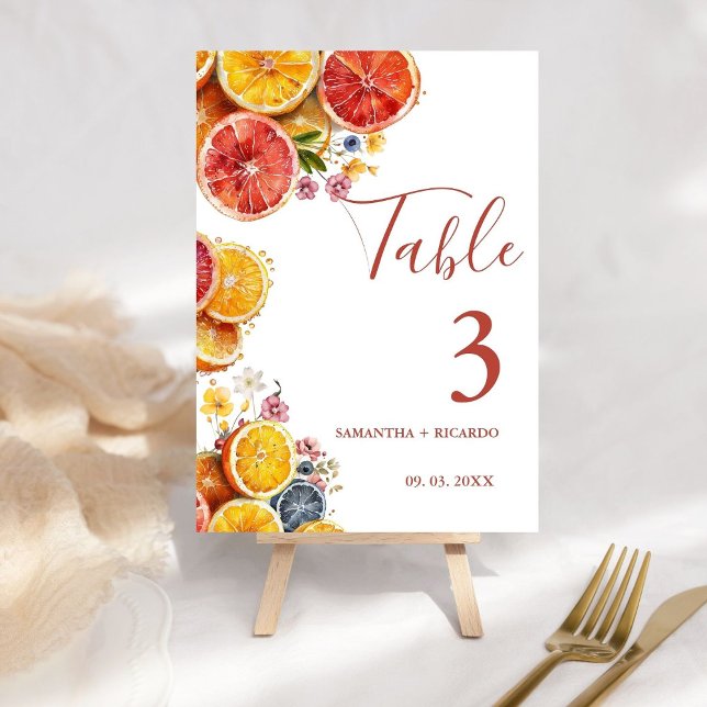 Elegant Main Squeeze Citrus  Wedding  Table Number (Creator Uploaded)