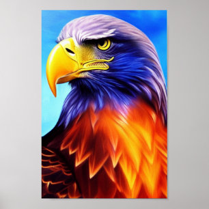Elegant, Majestic Eagle Rainbow Digital Art Poster