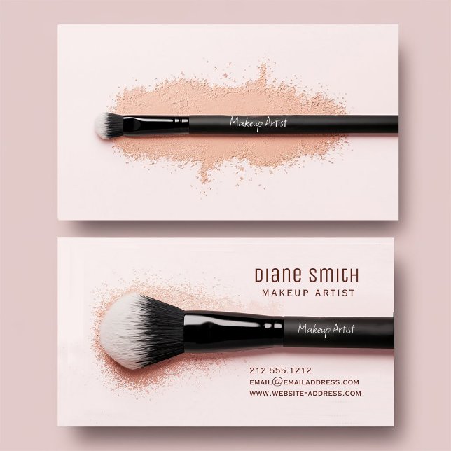 Elegant Makeup Artist Business Card with Brush  (Elegant and professional makeup artist business card–the perfect touch of beauty and sophistication!)