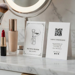 Elegant Makeup Artist Business Card with QR Code
