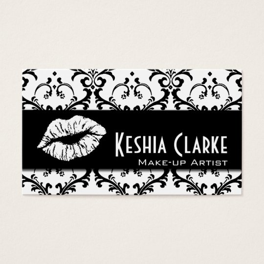 Elegant Makeup Artist Business Cards Damask