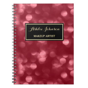 Elegant Makeup Artist Glamourous Red Luxe Bokeh Notebook