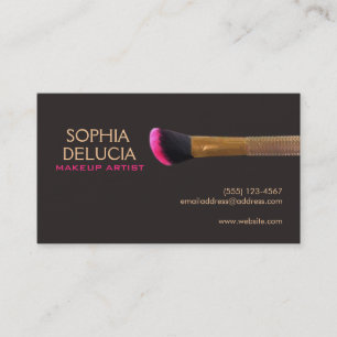 Elegant Makeup Artist Gold Pink Makeup Brush Business Card