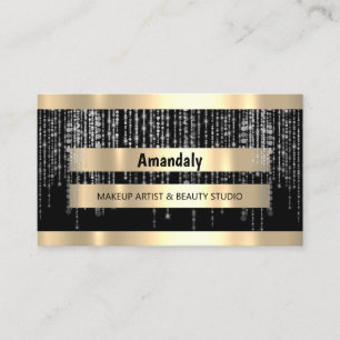 Elegant Makeup Artist Hair Salon Black Gray Gold Business Card