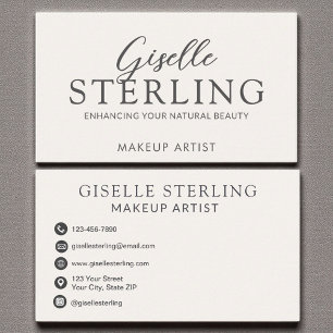 Elegant Makeup Artist Neutral Beige Script  Business Card