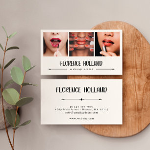 Elegant Makeup Artist Photo Collage Business Card