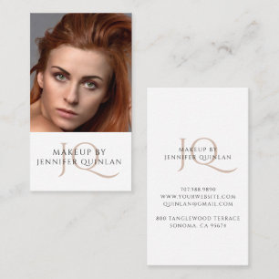 Elegant Makeup Artist Photo Signature Monogram Business Card