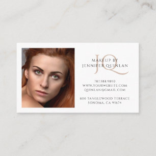 Elegant Makeup Artist Photo Signature Monogram Business Card