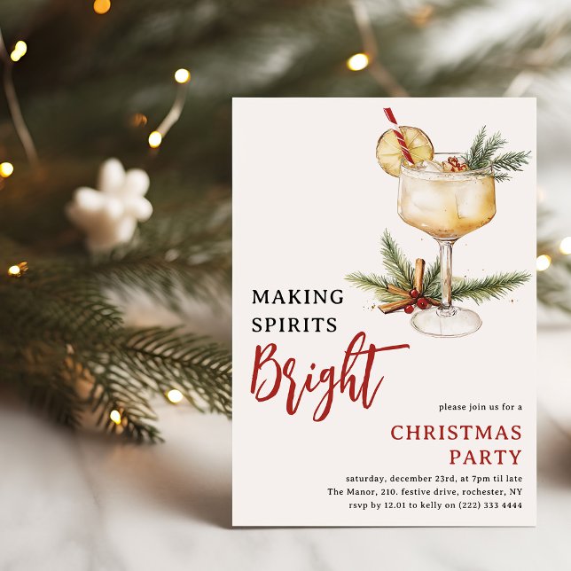 Elegant Making Spirits Bright Christmas Party Invitation (Creator Uploaded)