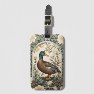 Elegant Mallard Duck William Morris Inspired Luggage Tag