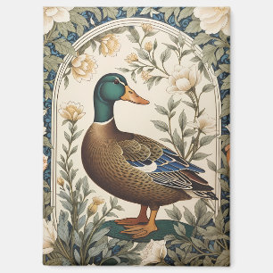 Elegant Mallard Duck William Morris Inspired Magnet