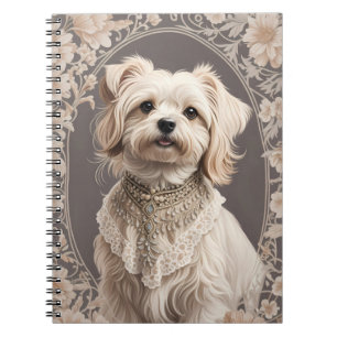 Elegant Maltese Dog William Morris Inspired Notebook