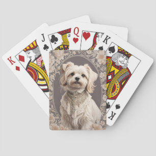 Elegant Maltese Dog William Morris Inspired Playing Cards