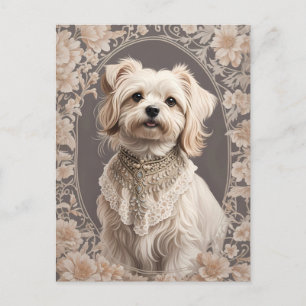 Elegant Maltese Dog William Morris Inspired Postcard
