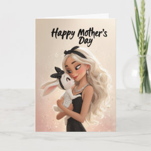 Elegant Mama and Baby Bunny Happy Mother’s Day Card