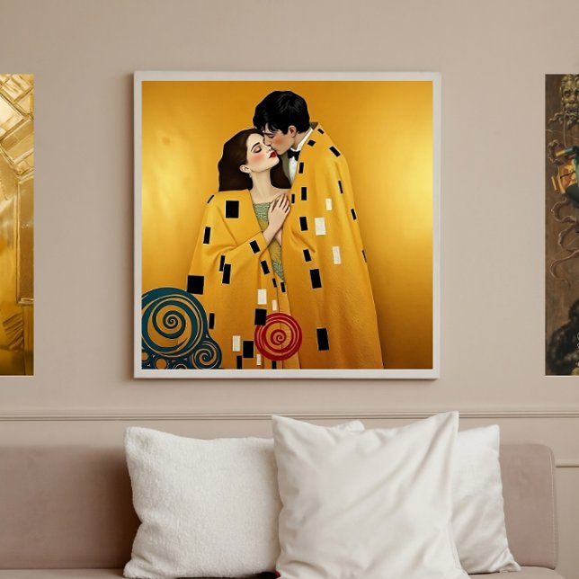 Elegant Man and Woman Kissing ❤️ Nouveau Art Poster (Creator Uploaded)