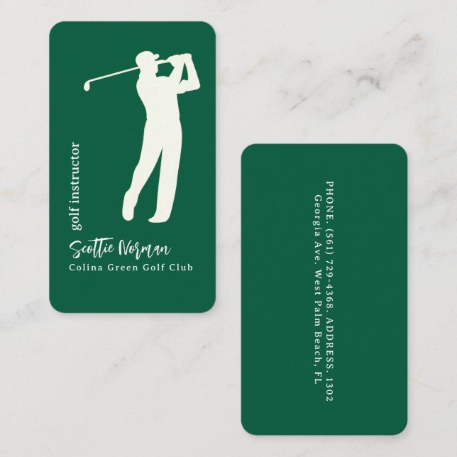 Elegant Man Golf Club Green Business Card (Front/Back)