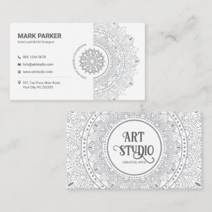 Elegant Mandala Art Studio White Creative Business Card