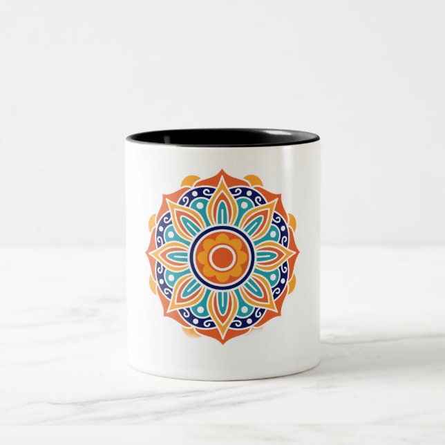 Elegant Mandala Ceramic Mug  Perfect Gift for Art (Center)