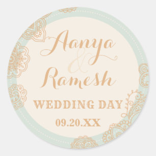 Elegant Mandala Dotted Circle Mehndi Wedding  Classic Round Sticker