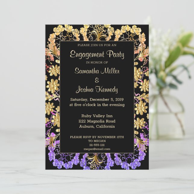 Elegant Mandala Engagement Party Invitation (Standing Front)