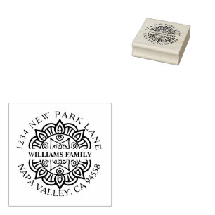 Elegant Mandala Family Return Address Rubber Stamp