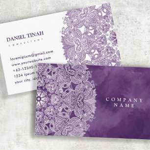 Elegant Mandala Floral Luxury Purple Theme Business Card
