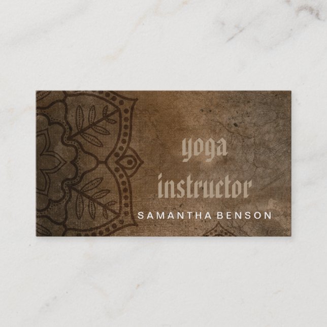 Elegant Mandala Flower Logo Yoga Instructor Business Card (Front)